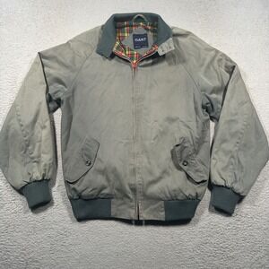 Vintage 90s Gant Harrington Jacket Kids XL/20 Gray Plaid Sun Faded Cotton Bomber